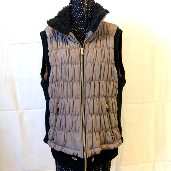 Calvin Klein Taupe Black Performance Puffer Vest M - Picture 1 of 8